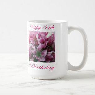 Mug Joyeux 54e anniversaire rose et vert Flower