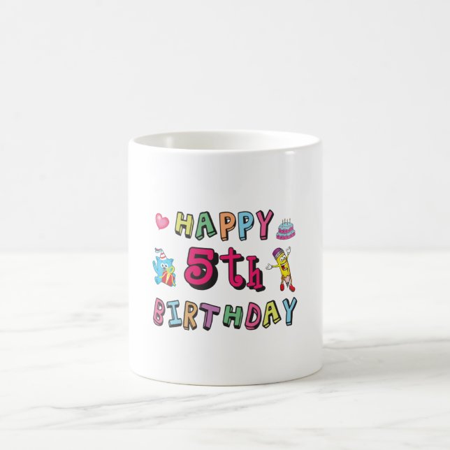 Mug Joyeux 5e anniversaire 5 ans voeux b jour (Centre)