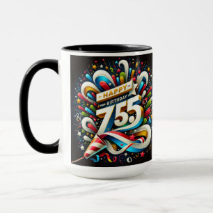 Mug Joyeux 75e anniversaire 2025 Mug, Confetti Célébra