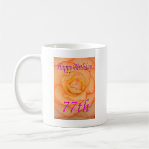 Mug Joyeux 77ème anniversaire Fleur Jaune avec Trim Ro