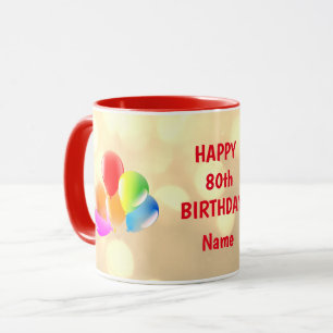 Mug Joyeux 80e anniversaire coloré Personnalisé