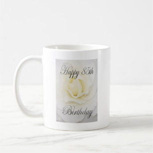 Mug Joyeux 85e anniversaire Fleur blanche