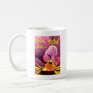 Mug Joyeux 90ème anniversaire Pansy Flower