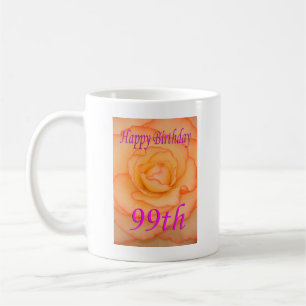 Mug Joyeux 99ème anniversaire Fleur Jaune avec Trim Ro