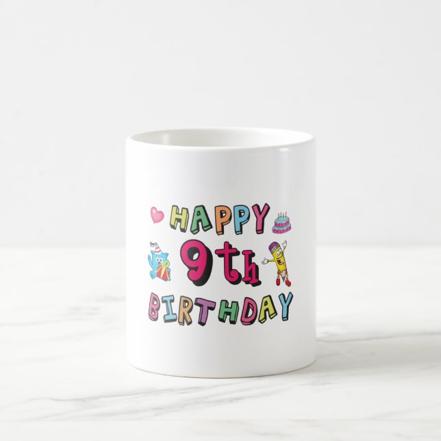 Mug Joyeux 9e anniversaire pour enfants de 9 ans B jou (Centre)