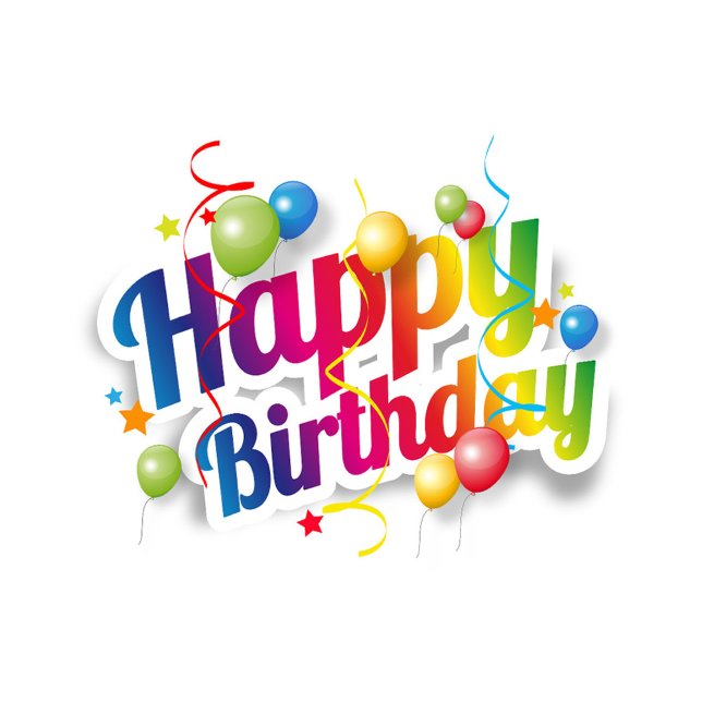 Mug Joyeux Anniversaire  (Happy Birthday Rainbow Text with streamers and balloons!)