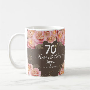 Mug Joyeux anniversaire 70 Parties scintillant Floral