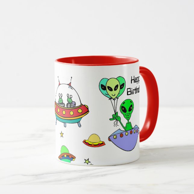 Mug Joyeux anniversaire Alien  Personnaliser de la cou (Devant droit)