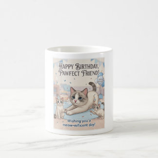 Mug Joyeux Anniversaire Ami Parfait Chats et Chatons M