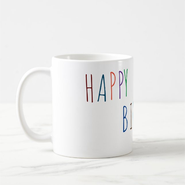 Mug Joyeux Anniversaire couleur police (Gauche)