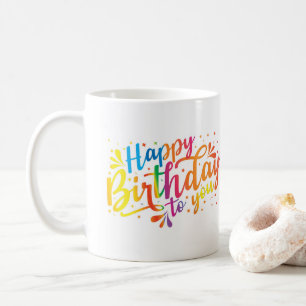 Mug Joyeux anniversaire - couleurs arc-en-ciel Anniver