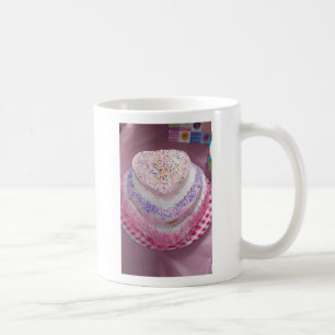Mug JOYEUX ANNIVERSAIRE, gâteau en forme de coeur,