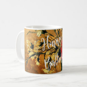 Mug Joyeux anniversaire, Jug aux oeillets rouges et bl