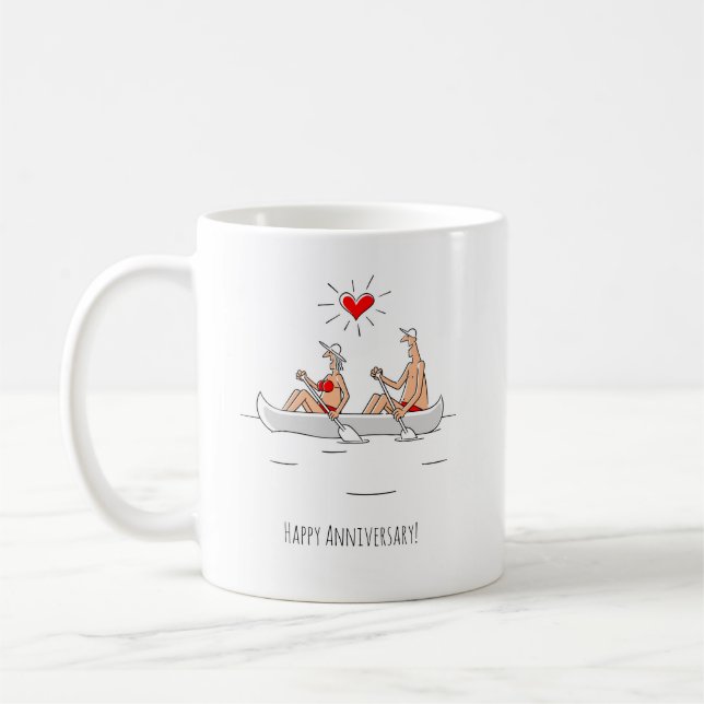 Mug Joyeux anniversaire Mariage marié canot couple mar (Gauche)