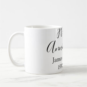Mug Joyeux anniversaire mariage nom date année simple
