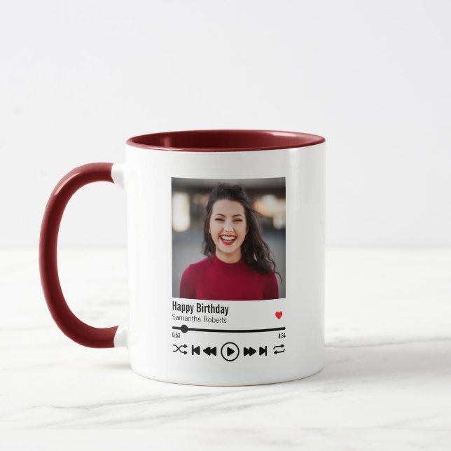 Mug Joyeux Anniversaire moderne Photo Nom personnalisé (Gauche)