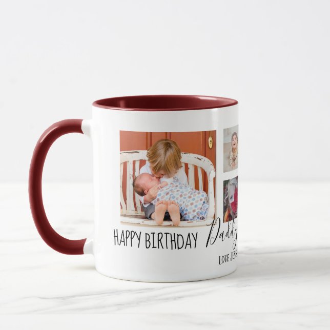 Mug Joyeux Anniversaire Papa 6 Photo Collage blanc (Gauche)