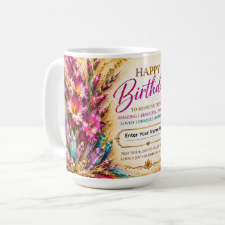 Mug Joyeux Anniversaire Personnalisé™ Fleur de Naissan