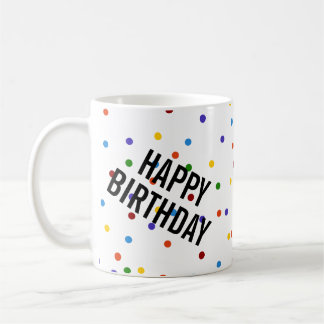 Mug Joyeux anniversaire Rainbow Dots Motif Blanc