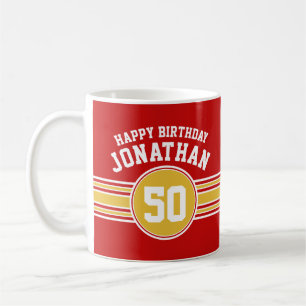 Mug Joyeux Anniversaire Sports Stripes avec Age Gold R