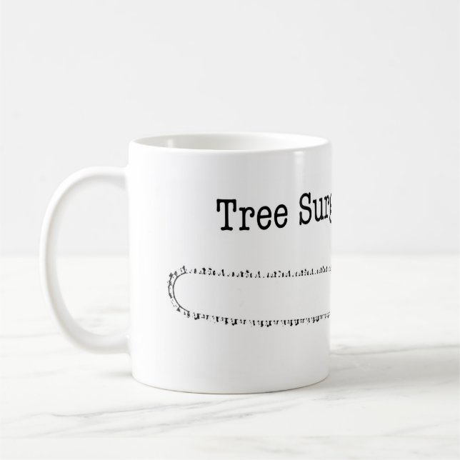 Mug Joyeux Arboriste de Noël Chainsaw. (Gauche)