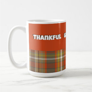 Mug Joyeux Automne Plaid Brown Orange Grey Or Blanc