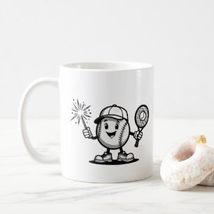 Mug Joyeux baseball avec Sparkler et Racket