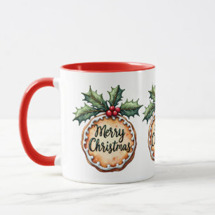 Mug Joyeux biscuit de Noël avec baies Holly