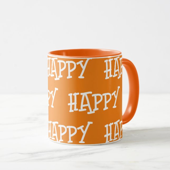 Mug Joyeux blanc orange (Devant droit)