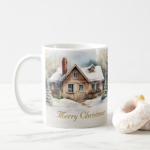 Mug Joyeux Cabine de Noël dans un paysage enneigé
