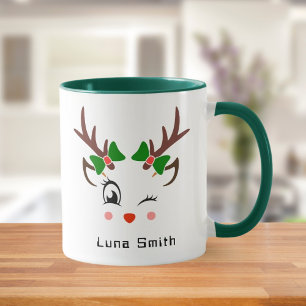 Mug Joyeux cadeau de Noël mignonne cerf face au café v