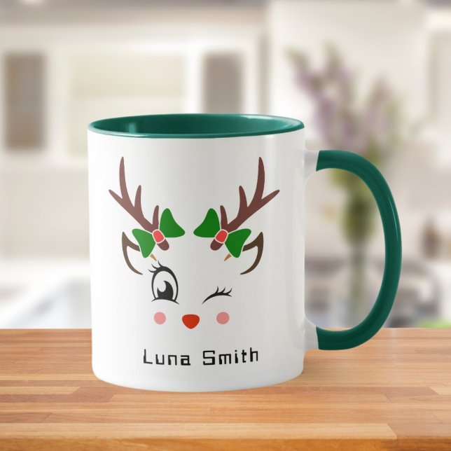 Mug Joyeux cadeau de Noël mignonne cerf face au café v (Créateur téléchargé)