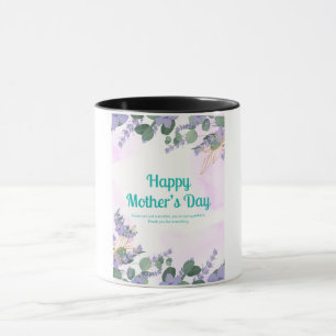 Mug Joyeux cadre floral de lavande de la Fête des Mère