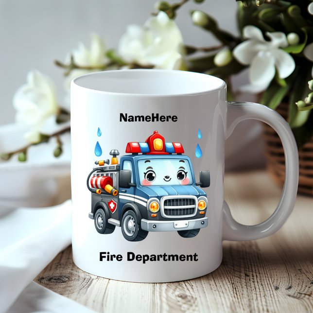 Mug Joyeux camion de feu de dessin animé prêt à rouler (Créateur téléchargé)