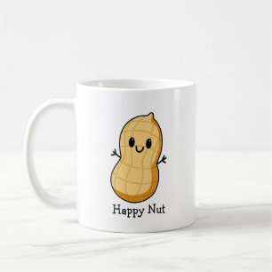 Mug Joyeux caricature de cacahuète Kawaii - Nut souria