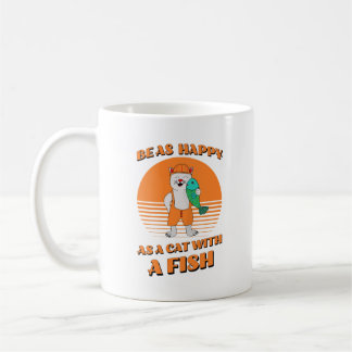Mug Joyeux chat avec du poisson. Pêcheur de chats. Drô