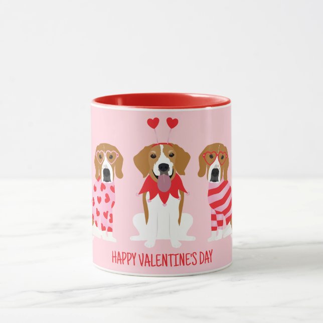 Mug Joyeux Chiens Beagles de la fête des Valentines (Centre)
