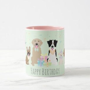 Mug Joyeux Chiens de fête d'anniversaire Green