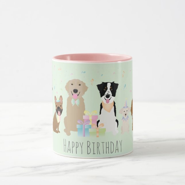 Mug Joyeux Chiens de fête d'anniversaire Green (Centre)