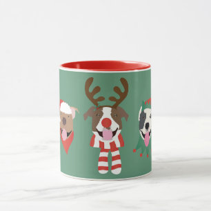 Mug Joyeux Chiens taureaux de marque de Noël