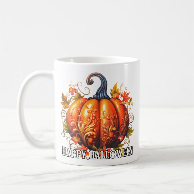 Mug Joyeux Citrouille d'Halloween saisonnier décoratif (Gauche)