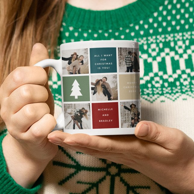 Mug Joyeux Couples de la grille photo de Noël (Créateur téléchargé)