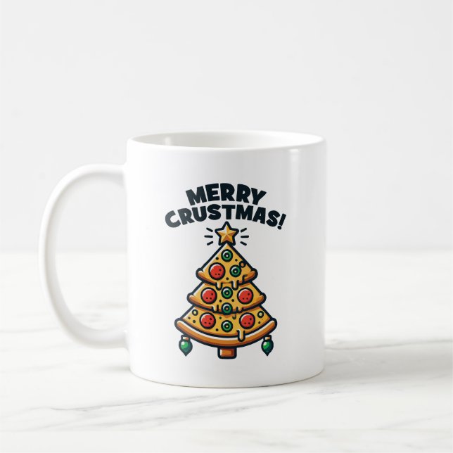 Mug Joyeux Crustmas Pizza Tree - Noël drôle (Gauche)