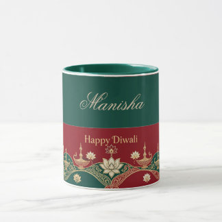 Mug Joyeux Diwali Antique Émeraude Verte Mignonne