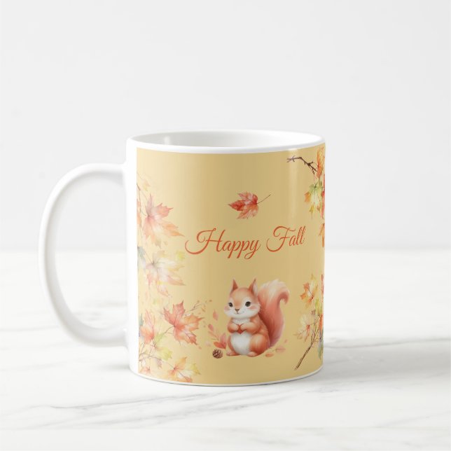 Mug Joyeux écureuil d'automne en Feuille (Gauche)