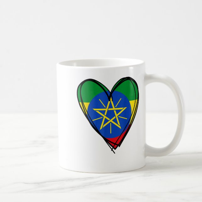 Mug Joyeux Enkuh Ethioa Drapeau Coeur graphique Ethioa (Droite)