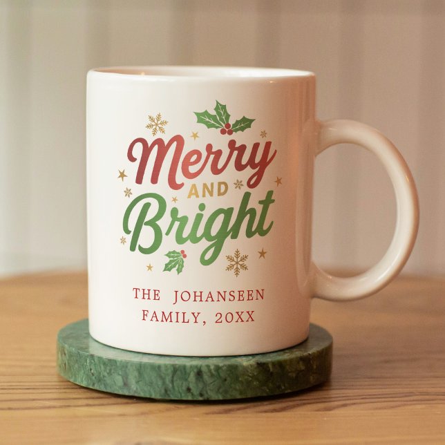Mug Joyeux et brillant Festif de Noël moderne simple (Créateur téléchargé)