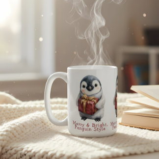 Mug Joyeux et brillant pingouin Noël
