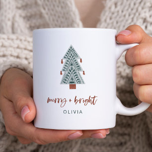 Mug Joyeux et lumineux   Arbre de Noël Boho