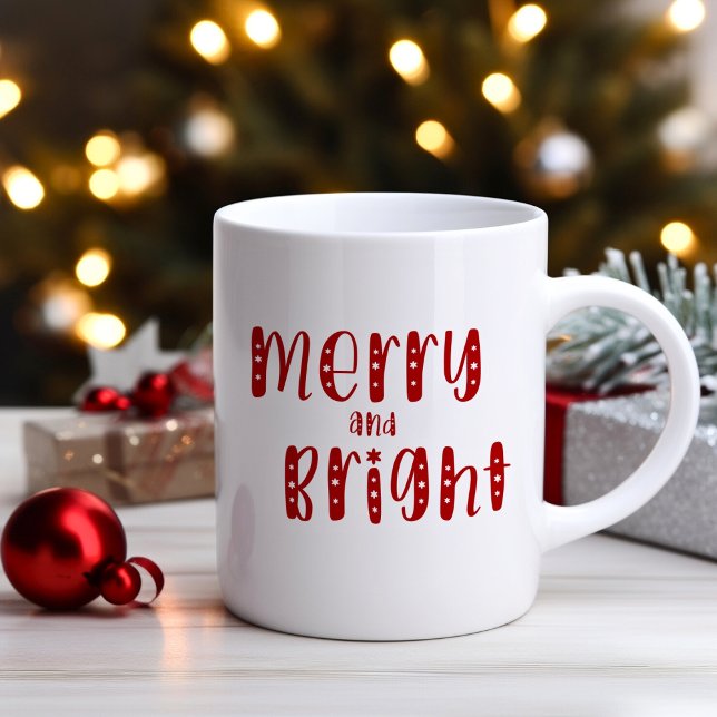 Mug Joyeux Et Lumineux Festif Rouge De Noël (Créateur téléchargé)